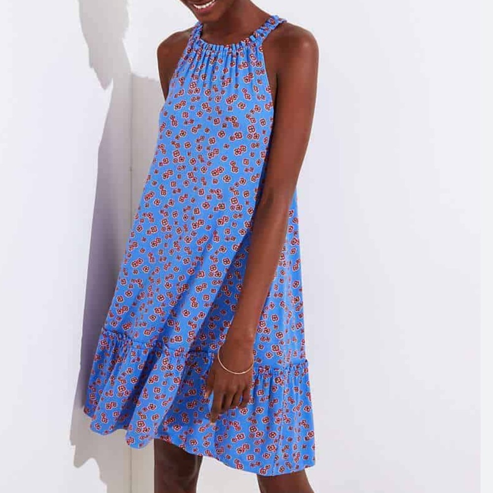 LOFT Blue Floral Halter Mini Dress
